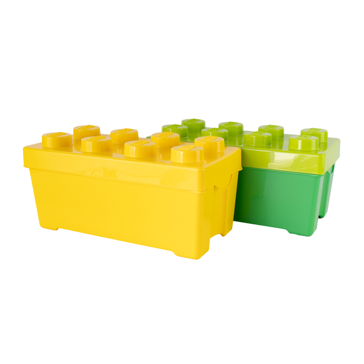 LEGO® Aufbewahrungsboxen Set: Mittelgroß Grün & Gelb mit Deckel – Platz sparen Ordnung schaffen! NEU! 2 Stück