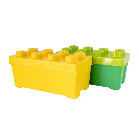 LEGO® Aufbewahrungsboxen Set: Mittelgroß Grün & Gelb mit Deckel – Platz sparen Ordnung schaffen! NEU! 2 Stück