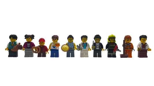 LEGO® City 10 Minifiguren Figuren Konvolut mit Zubehör und Kopfbedeckungen 10 Stück