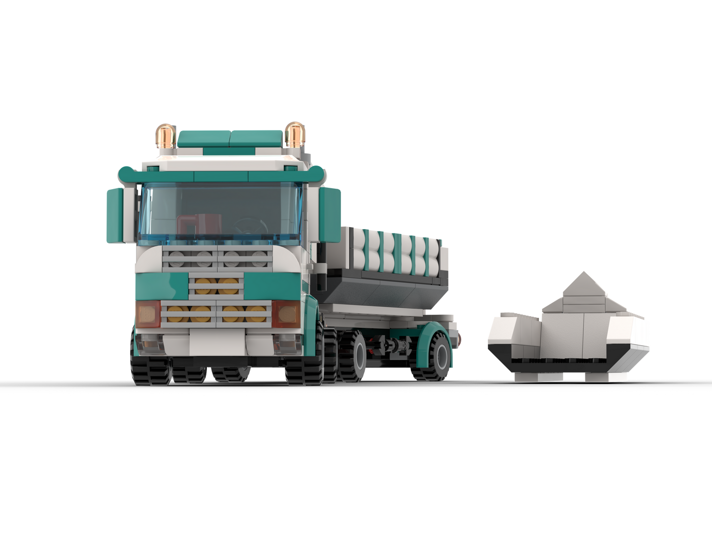 LEGO® LKW mit Container & Anhänger – 7,5 Tonner Baustellenfahrzeug für LEGO City, Transport & Baustelle