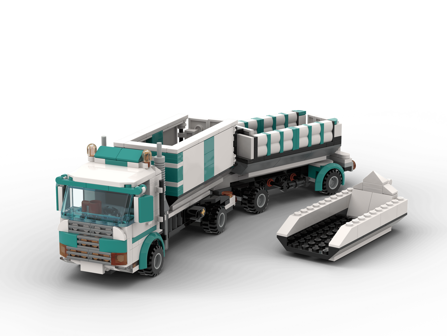 LEGO® LKW mit Container & Anhänger – 7,5 Tonner Baustellenfahrzeug für LEGO City, Transport & Baustelle