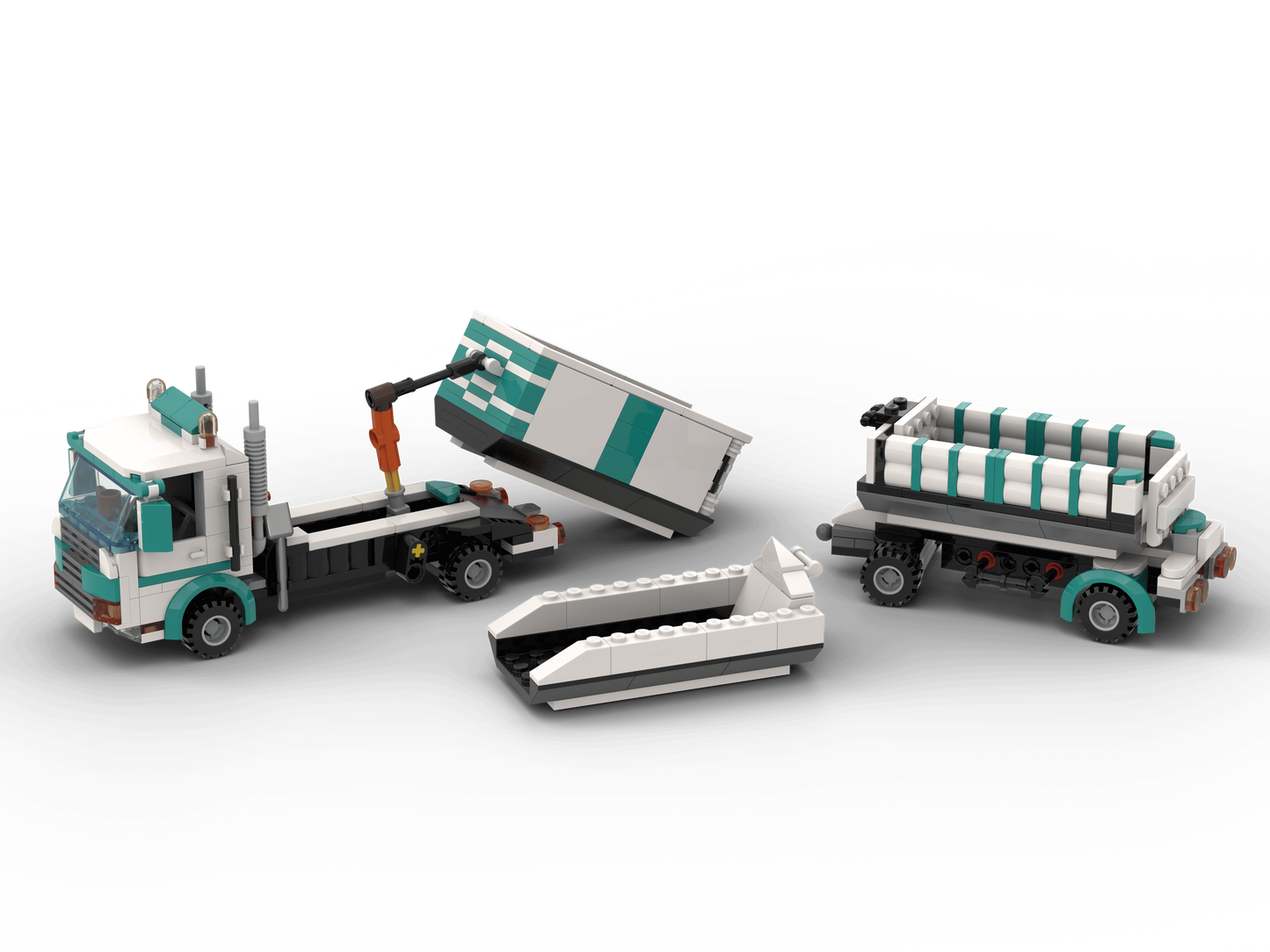 LEGO® LKW mit Container & Anhänger – 7,5 Tonner Baustellenfahrzeug für LEGO City, Transport & Baustelle
