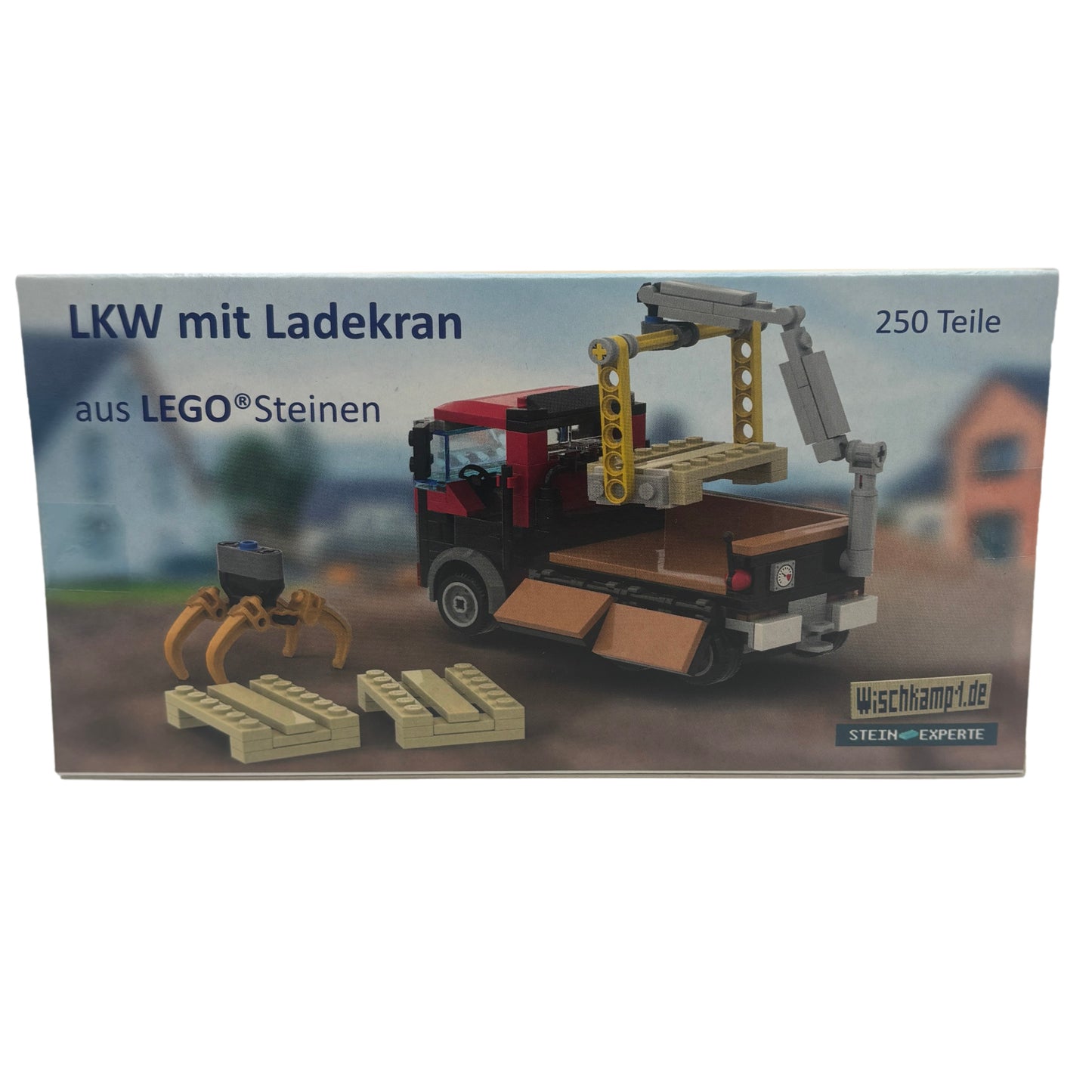 LEGO® LKW mit Ladekran, Paletten & Nummernschild – Baustellenfahrzeug für LEGO City, Transport & Baustelle