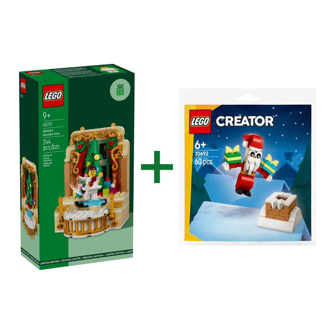 LEGO® Ballerina & Nussknacker mit Weihnachtsmann-Polybag – Winterzauber auf weißem Hintergrund 304 Teile
