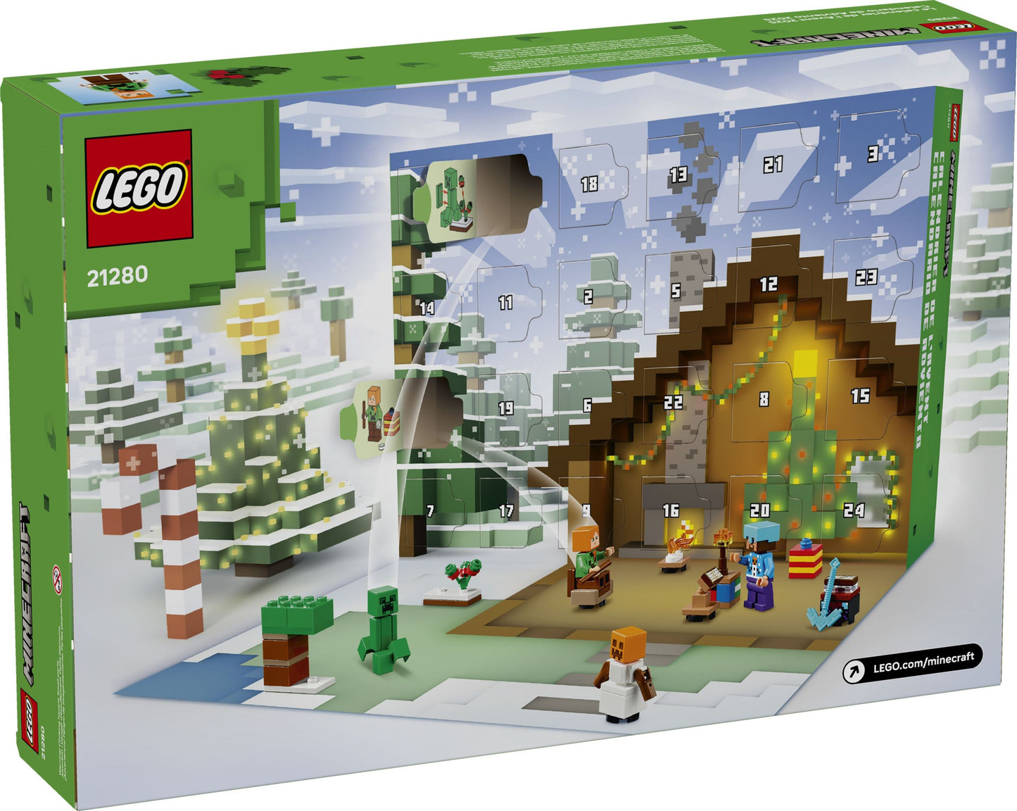 LEGO® Minecraft Adventskalender 2025 – 24 magische Überraschungen für Kinder & Minecraft Fans | Figuren & Mini-Modelle | 300-teiliges Weihnachtsabenteuer - 21280