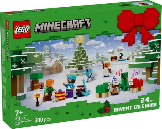 LEGO® Minecraft Adventskalender 2025 – 24 magische Überraschungen für Kinder & Minecraft Fans | Figuren & Mini-Modelle | 300-teiliges Weihnachtsabenteuer - 21280