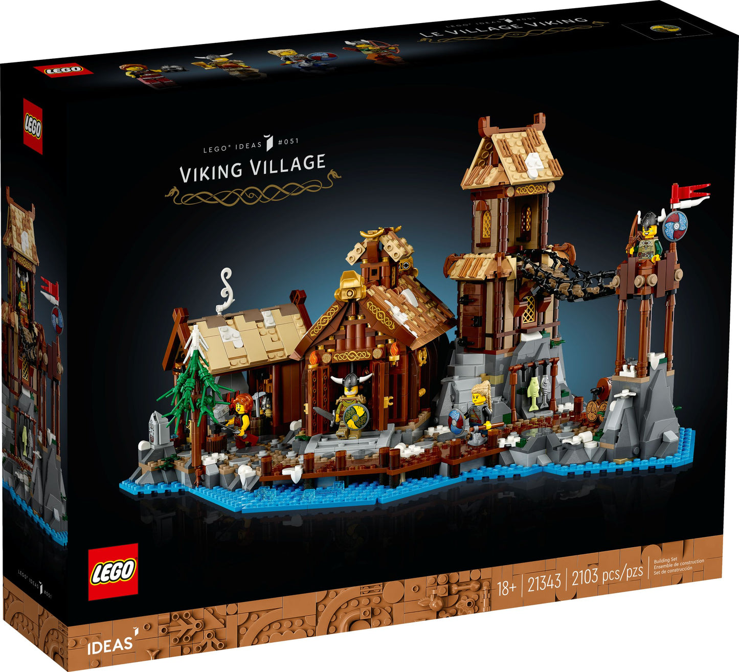 Entdecke das LEGO® Wikingerdorf – Authentisches Bauprojekt für Erwachsene mit 2103 Teilen | Erlebe Wikinger-Abenteuer mit Minifiguren & Zubehör - Set 21343