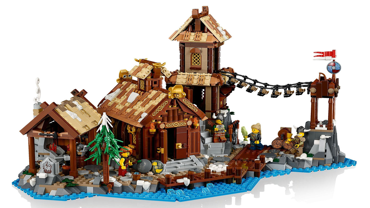 Entdecke das LEGO® Wikingerdorf – Authentisches Bauprojekt für Erwachsene mit 2103 Teilen | Erlebe Wikinger-Abenteuer mit Minifiguren & Zubehör - Set 21343