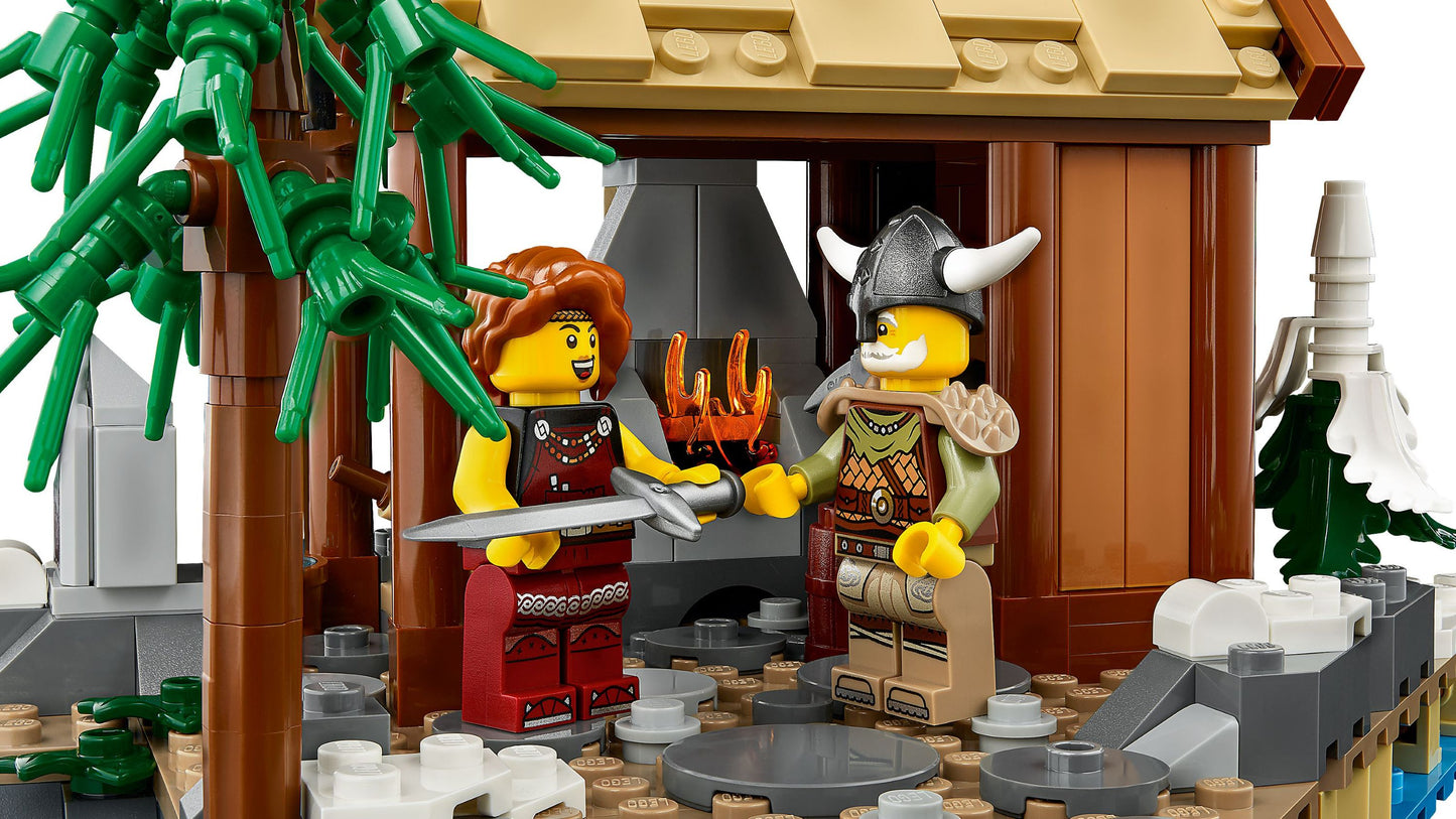 Entdecke das LEGO® Wikingerdorf – Authentisches Bauprojekt für Erwachsene mit 2103 Teilen | Erlebe Wikinger-Abenteuer mit Minifiguren & Zubehör - Set 21343
