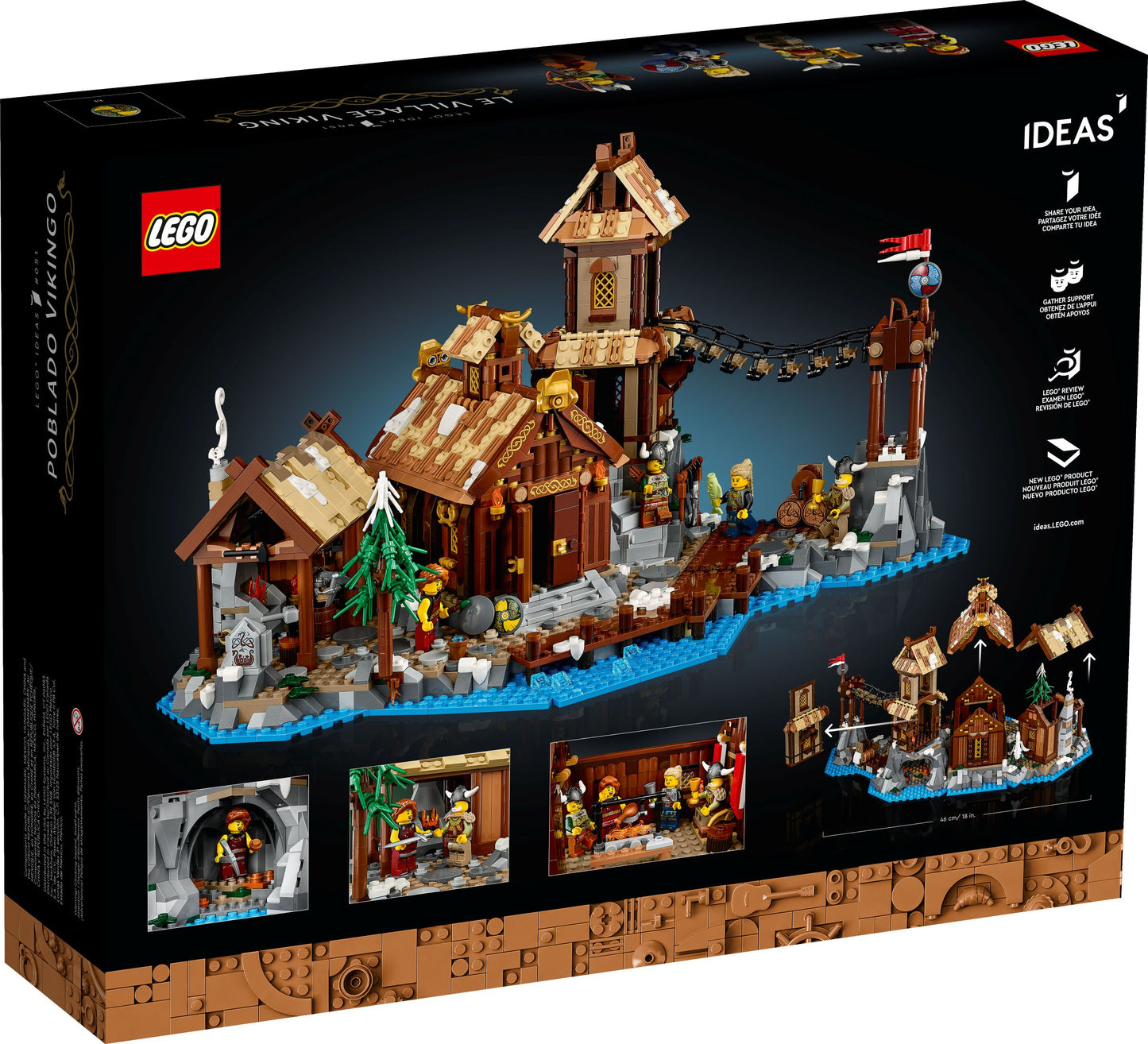 Entdecke das LEGO® Wikingerdorf – Authentisches Bauprojekt für Erwachsene mit 2103 Teilen | Erlebe Wikinger-Abenteuer mit Minifiguren & Zubehör - Set 21343
