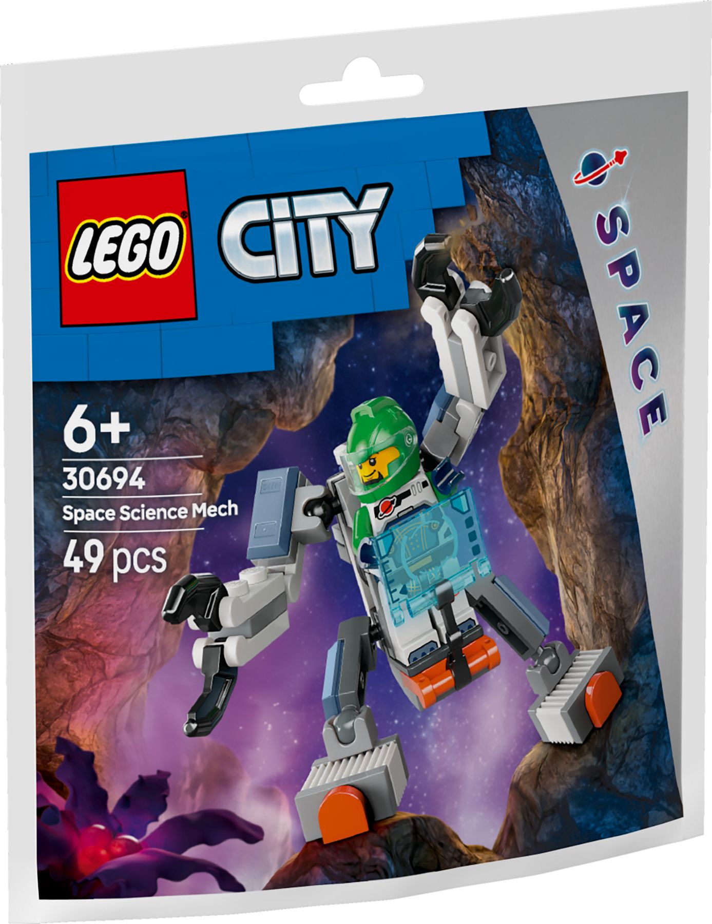 LEGO® City Weltraumforscher-Mech – Entfessle die Fantasie deiner kleinen Entdecker | 49-teiliges Abenteuer-Bauset für Technikfans – Art.-Nr. 30694