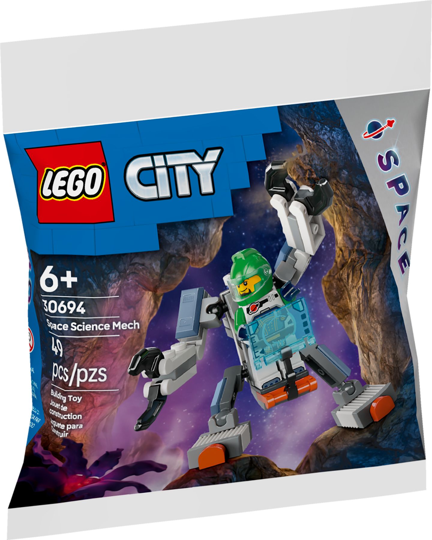 LEGO® City Weltraumforscher-Mech – Entfessle die Fantasie deiner kleinen Entdecker | 49-teiliges Abenteuer-Bauset für Technikfans – Art.-Nr. 30694