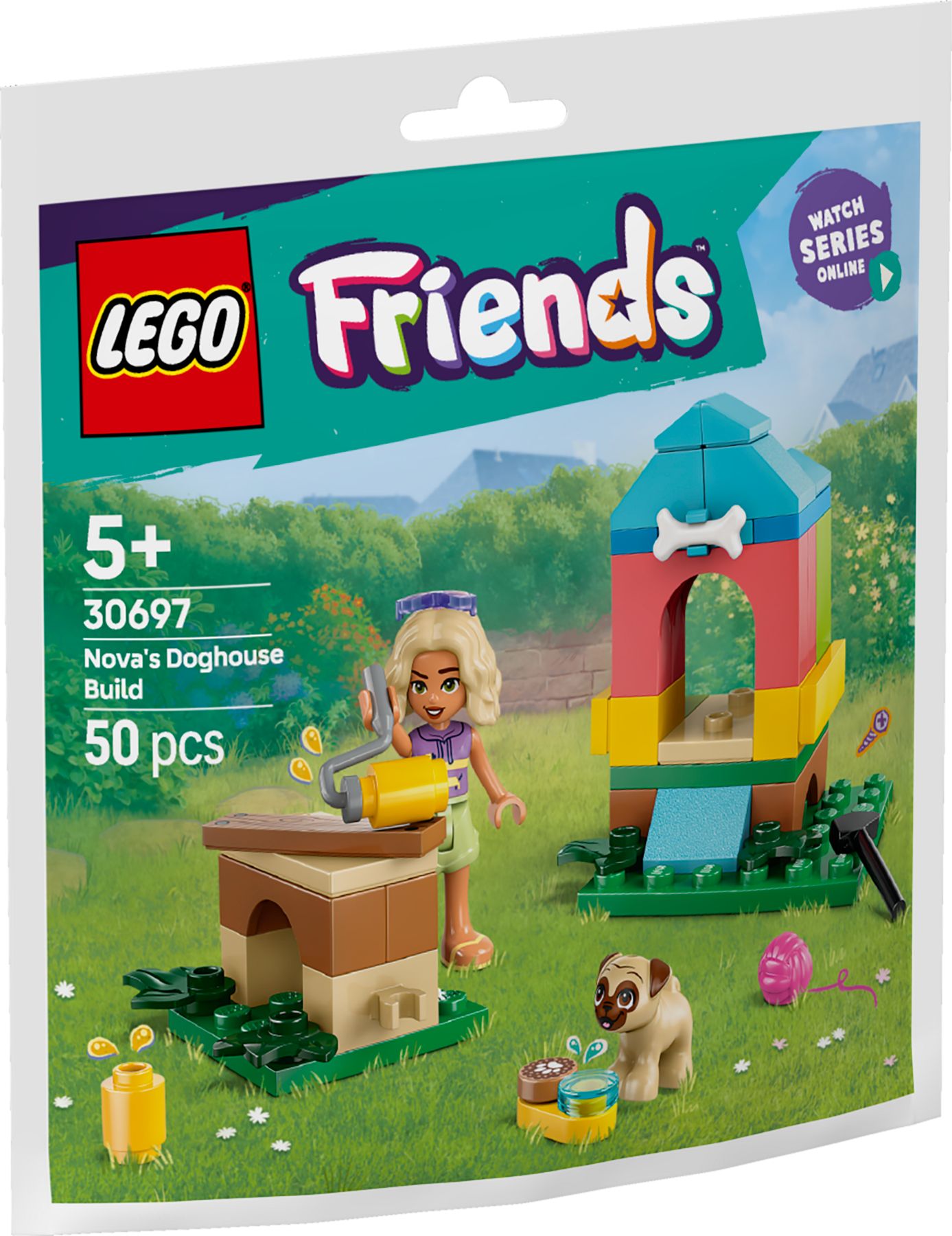 LEGO® Friends Hundehütte Bauset – Kreative Abenteuer & Tierliebe entfalten | Novas DIY Hundeparadies – 30697, 50 Teile