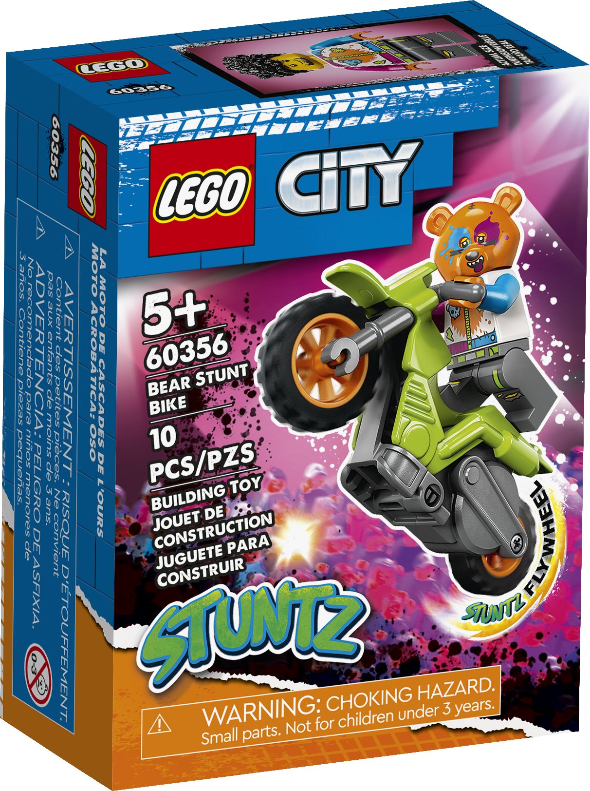 Adrenalin pur mit LEGO® City Stuntz Bären-Stuntbike – Actionreiches Schwungrad-Motorrad & Fahrer-Minifigur für Kinder ab 5 Jahren - 60356