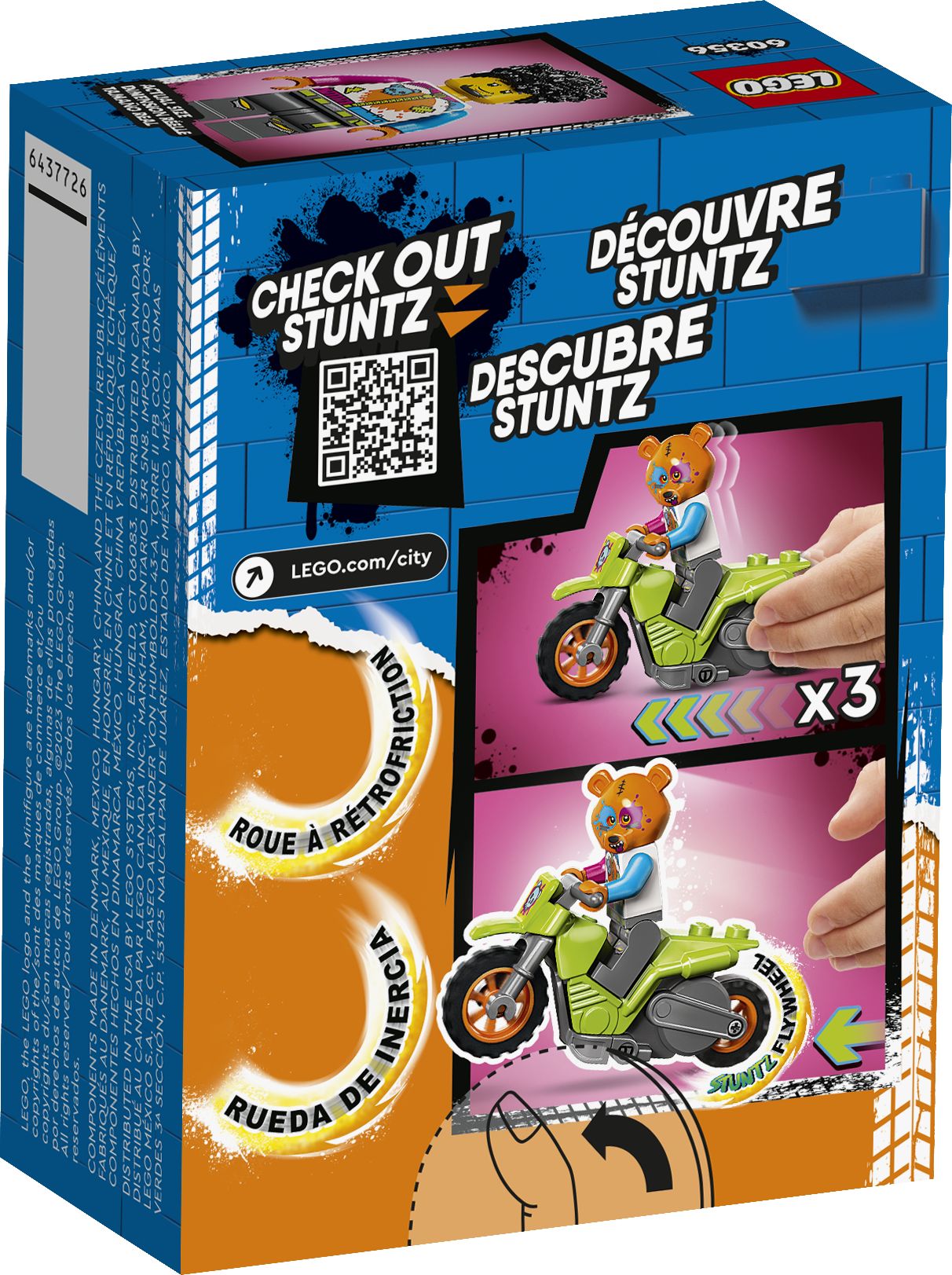 Adrenalin pur mit LEGO® City Stuntz Bären-Stuntbike – Actionreiches Schwungrad-Motorrad & Fahrer-Minifigur für Kinder ab 5 Jahren - 60356