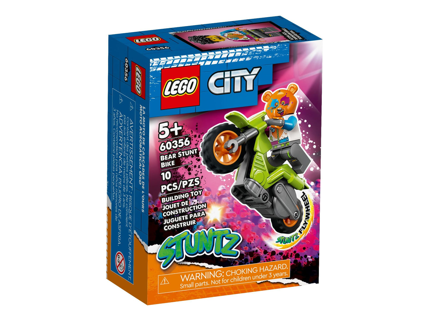 Adrenalin pur mit LEGO® City Stuntz Bären-Stuntbike – Actionreiches Schwungrad-Motorrad & Fahrer-Minifigur für Kinder ab 5 Jahren - 60356