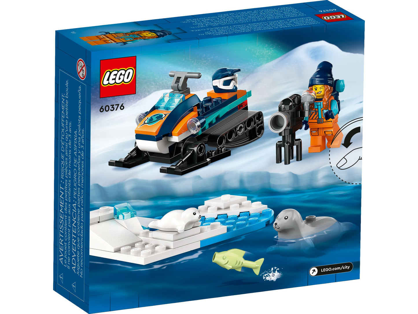 LEGO® City Arktis-Schneemobil – Expeditionsfahrzeug mit Forscher & Ausrüstung für spannende Polar-Missionen - 60376 70 Teile
