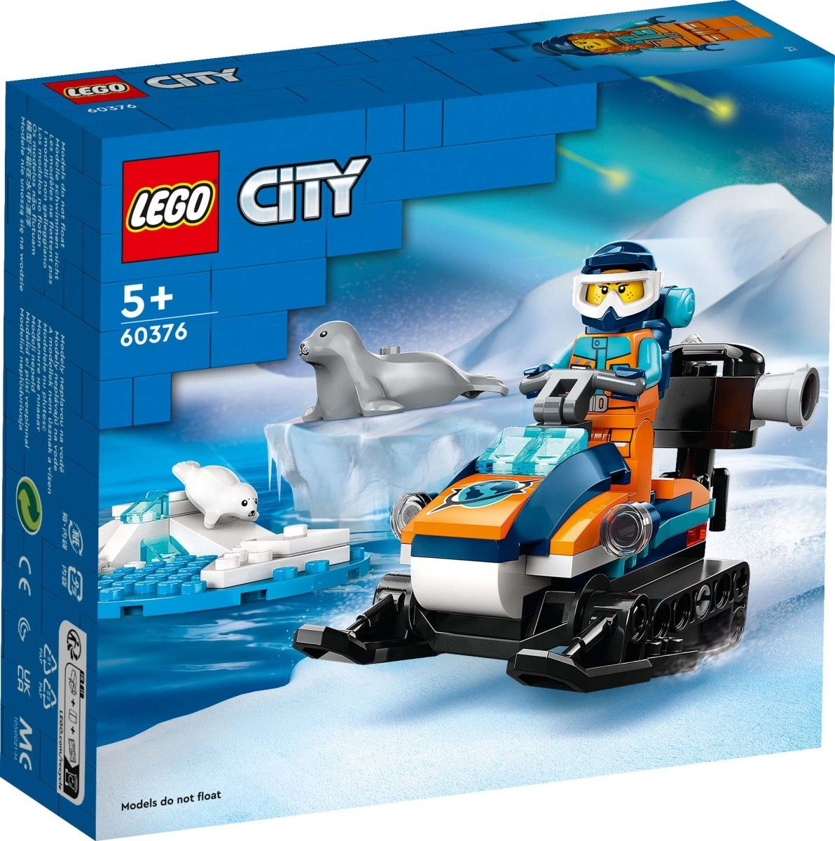 LEGO® City Arktis-Schneemobil – Expeditionsfahrzeug mit Forscher & Ausrüstung für spannende Polar-Missionen - 60376 70 Teile