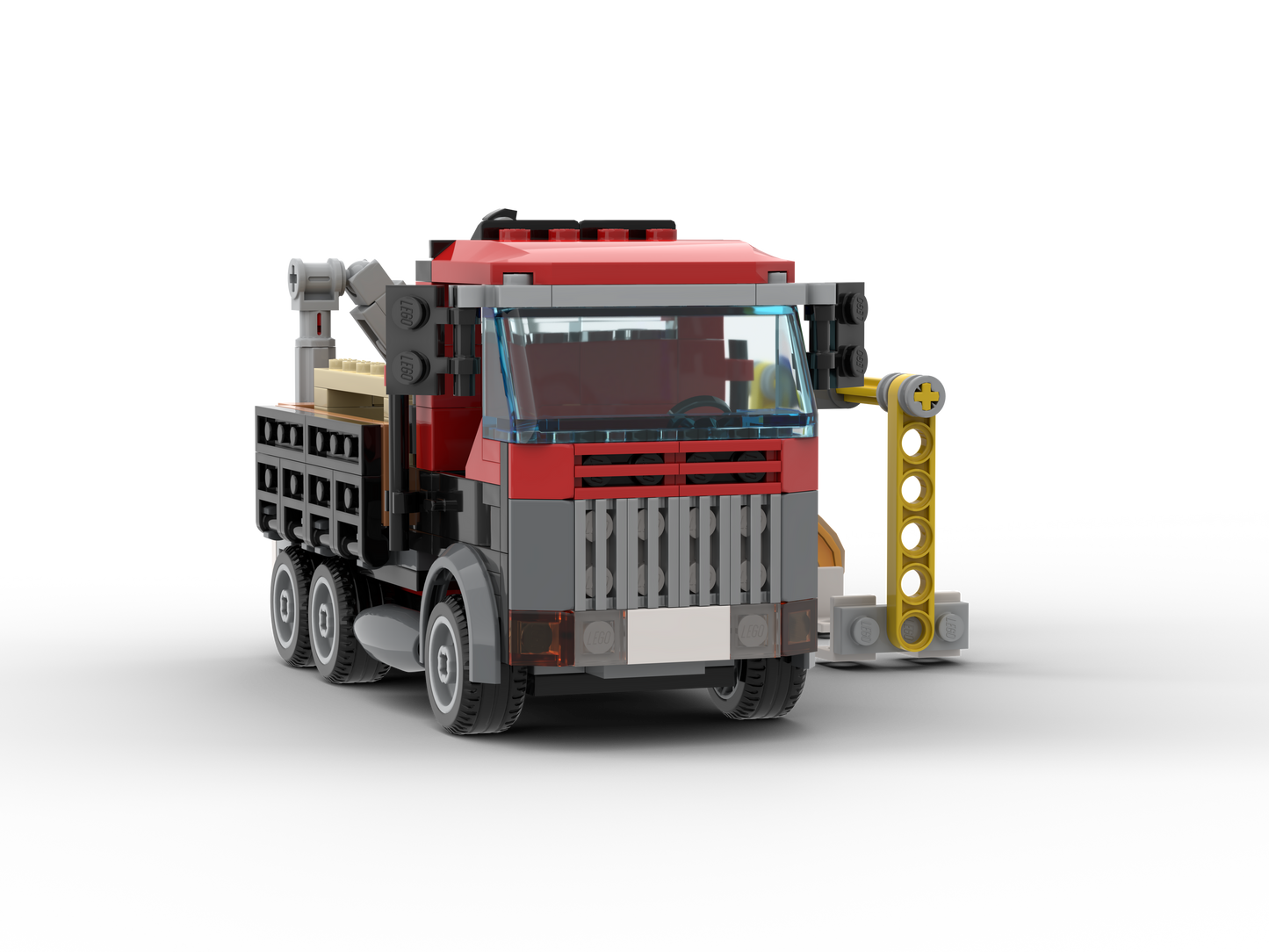 LEGO® LKW mit Ladekran, Paletten & Nummernschild – Baustellenfahrzeug für LEGO City, Transport & Baustelle