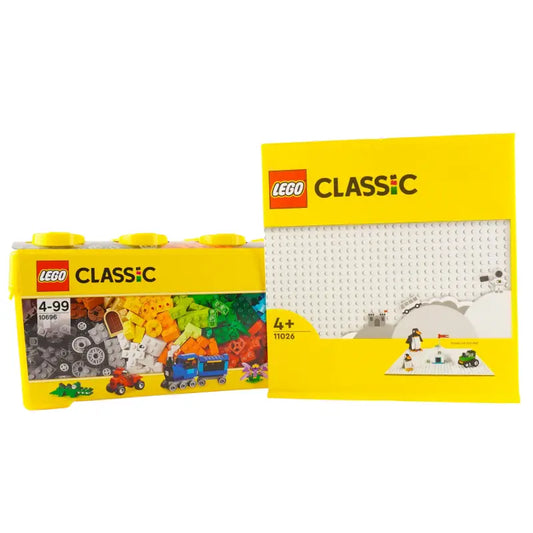 LEGO® Classic Bausteine Box + Weiße Platte - Kreative Bauabenteuer für Jung und Alt! 485 Teile - 10696 NEU!
