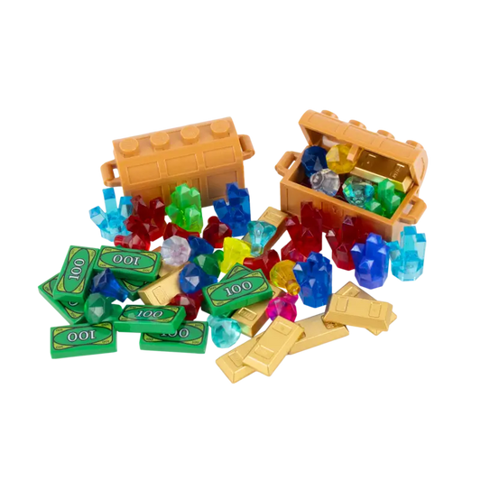 LEGO® Schatztruhe: Riesiger Geld- Gold- & Edelsteinschatz – Individuell Gemischtes Set für grenzenlosen Spielspaß! NEU!