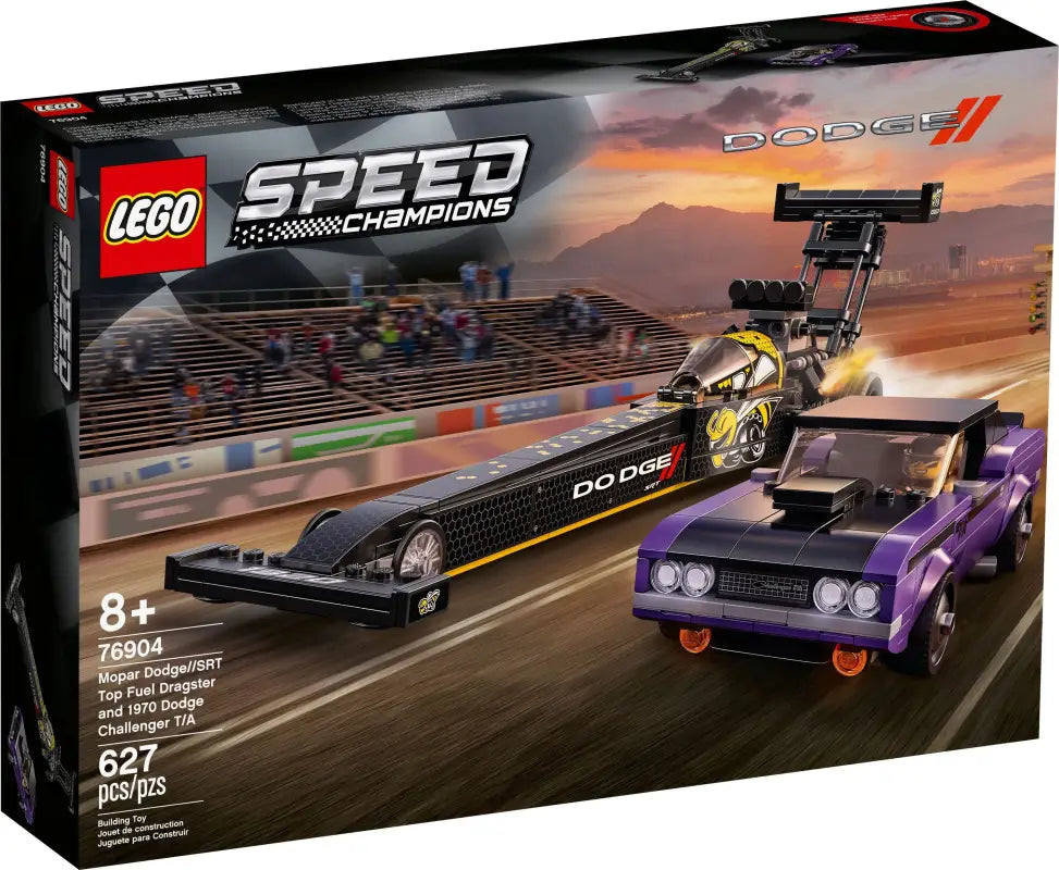 LEGO® Speed Champions Mopar Dodge//SRT Dragster & 1970 Dodge Challenger - 76904 | Rasante Bau-Action mit 627 Teilen