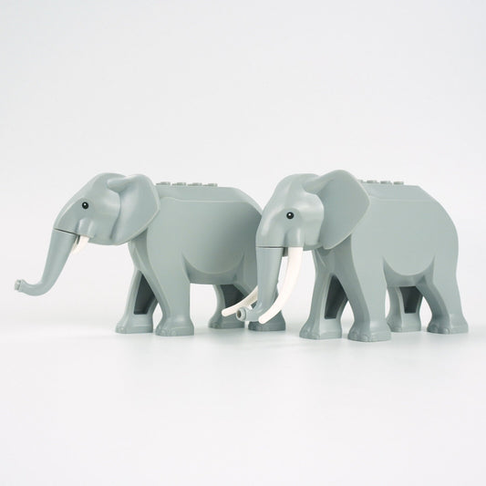 LEGO® Elefanten Tiere Zoo Wildleben - 2er Set mit kurzen und langen Stoßzähnen - NEU! Menge 2x
